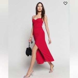 NWT Reformation CHERRY KOURTNEY MIDI DRESS Size 2